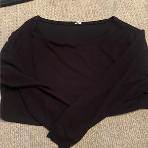 Garage off the shoulder black Long Sleeve crop Top
